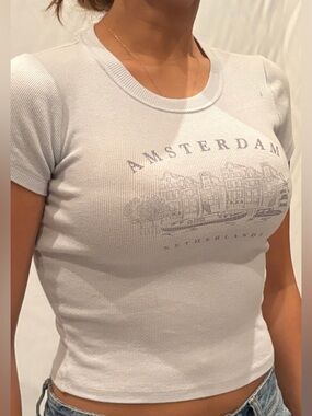 Hollister light blue Amsterdam Ribbed Short Sleeve Tee